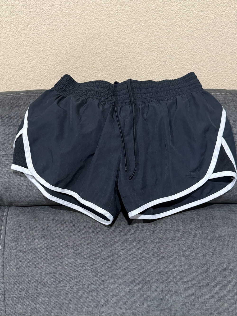 Women's Black Athletic Running Shorts with White Trim